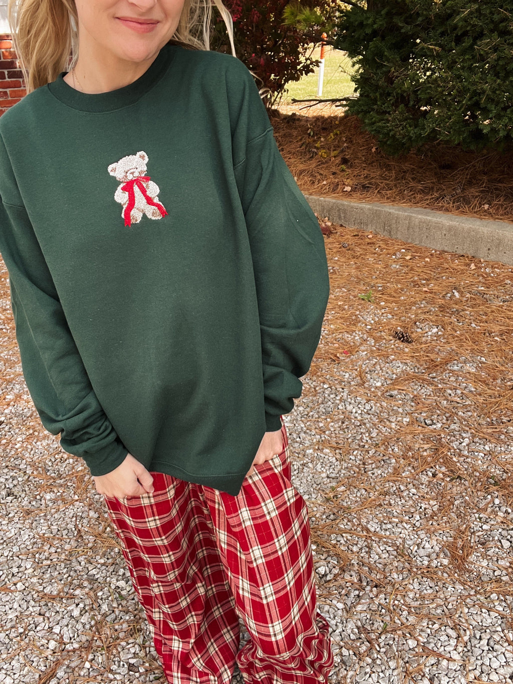 Teddy Bear Embroidered Sweatshirt