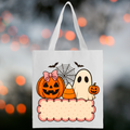 Personalized Trick or Treat Bag "Pink Bow Pumpkin Ghost"