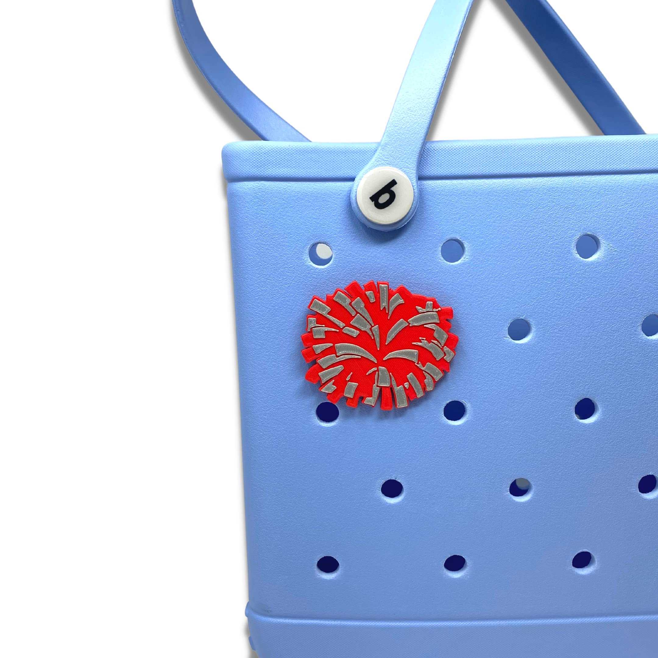 BOGLETS - Cheerleading Charm Compatible with Bogg Bags - Decorative Charm for Bogg Bags & Other Tote Bags (Red Pom Pom)