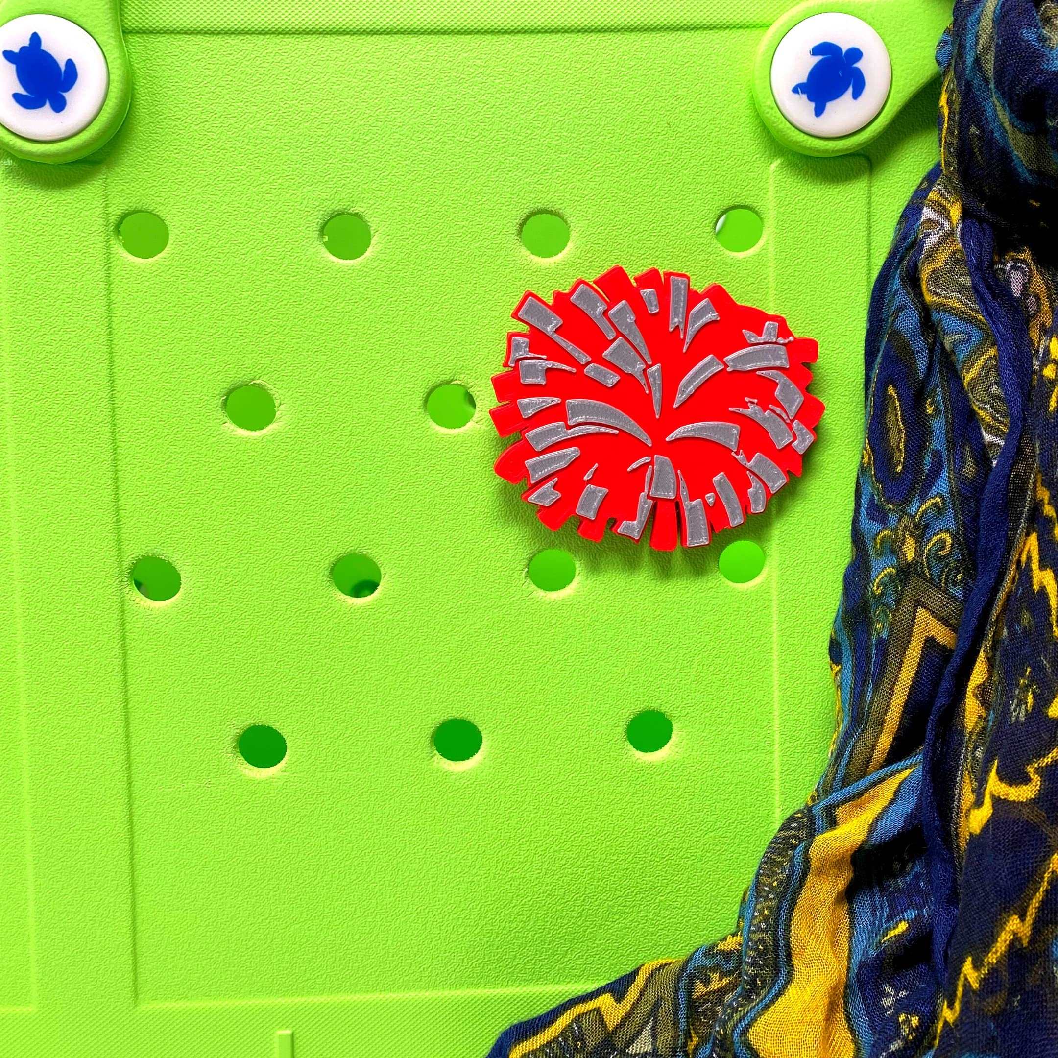 BOGLETS - Cheerleading Charm Compatible with Bogg Bags - Decorative Charm for Bogg Bags & Other Tote Bags (Red Pom Pom)