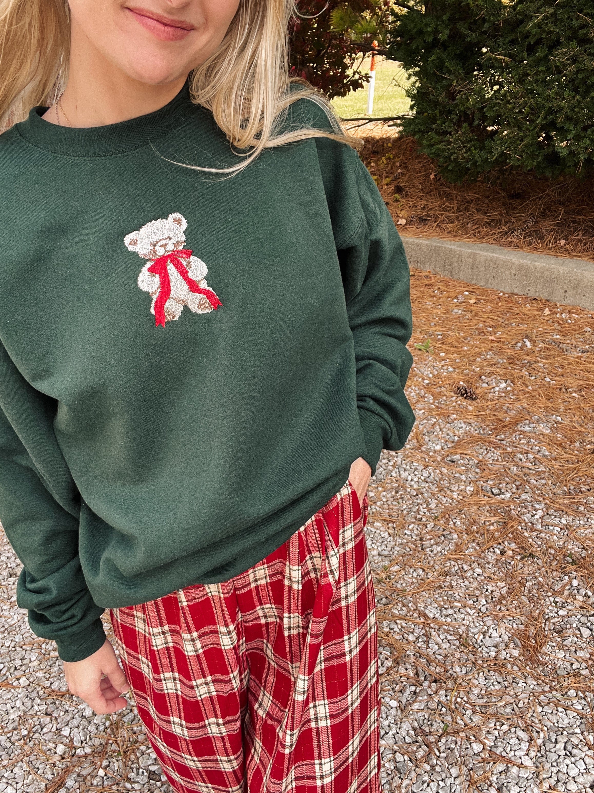 Teddy Bear Embroidered Sweatshirt