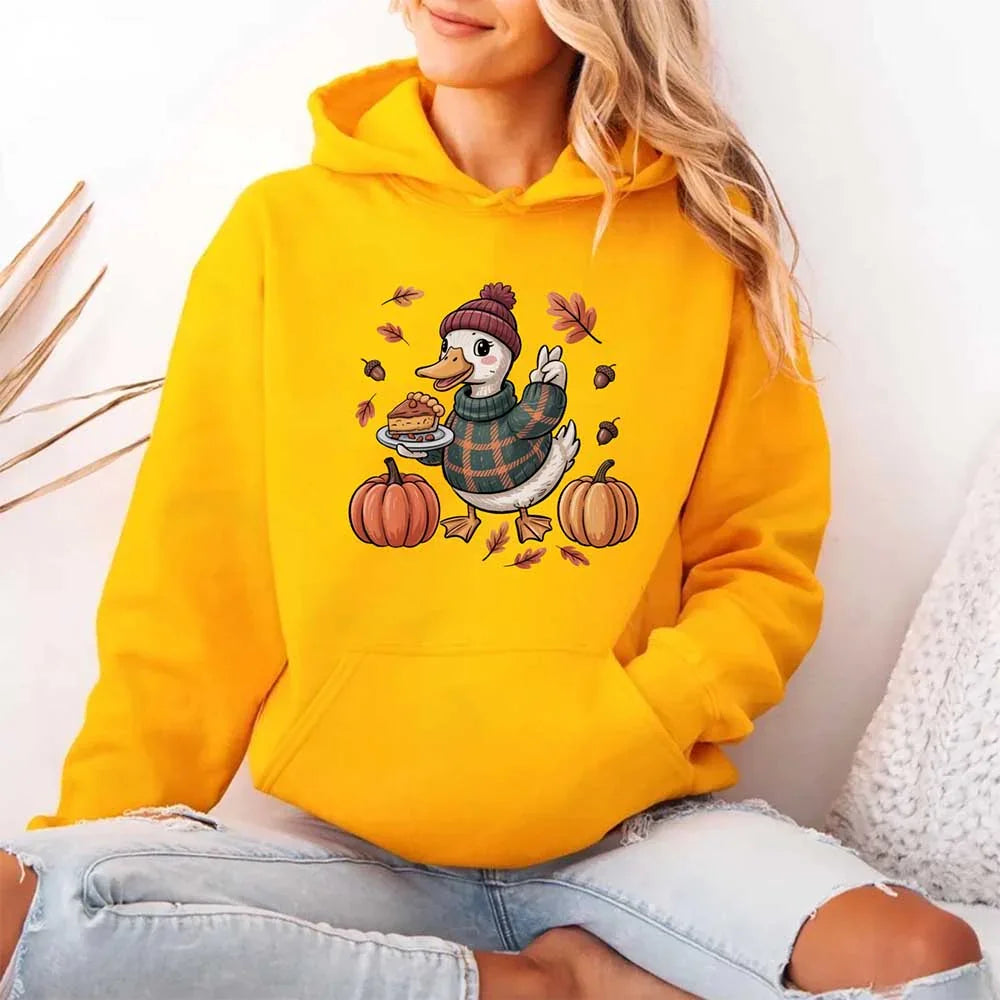 Duck Fall Hoodie – Cottagecore Autumn Vibes with Coffee & Pumpkins Hoodies