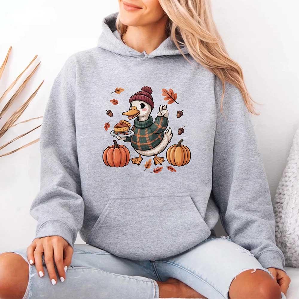 Duck Fall Hoodie – Cottagecore Autumn Vibes with Coffee & Pumpkins Hoodies