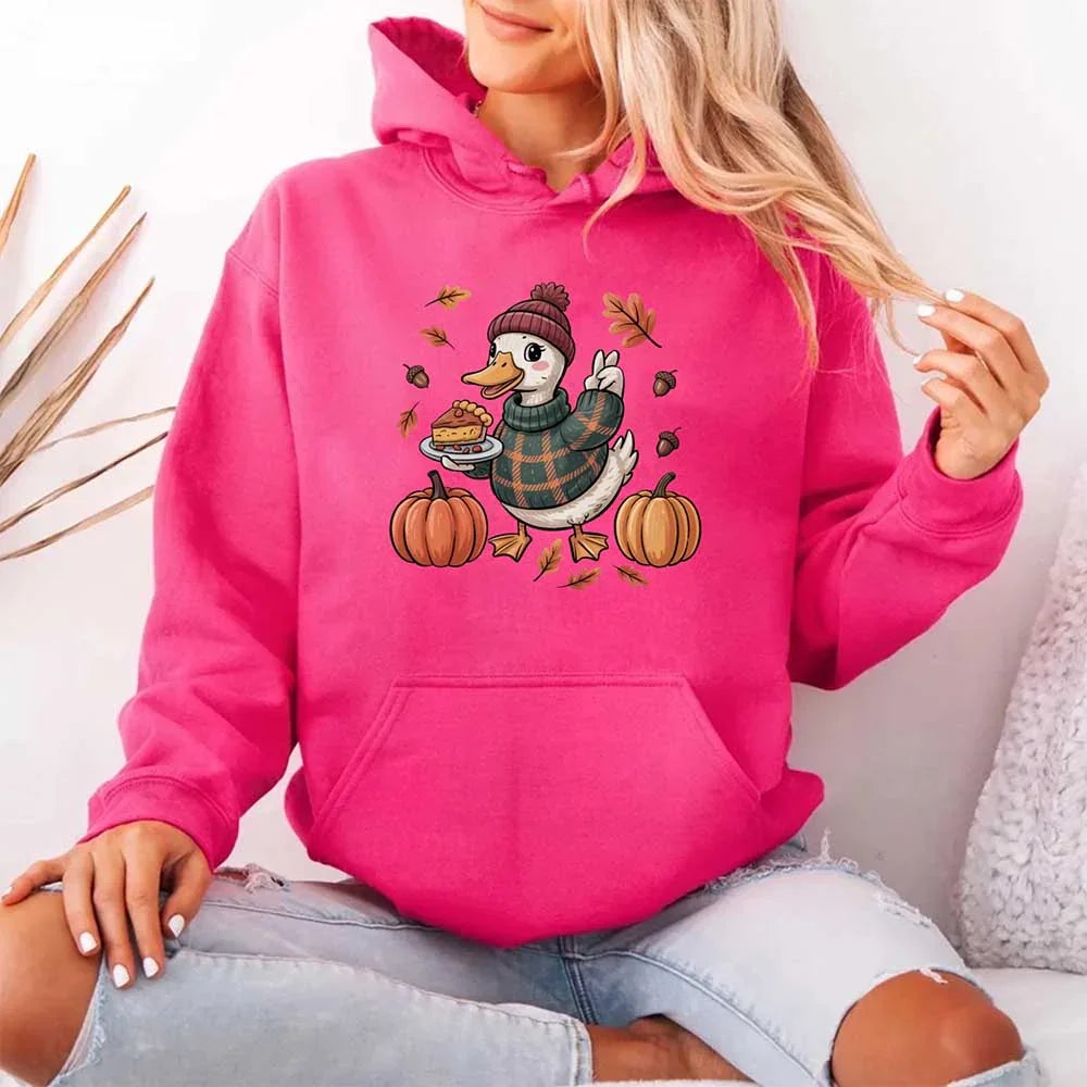 Duck Fall Hoodie – Cottagecore Autumn Vibes with Coffee & Pumpkins Hoodies