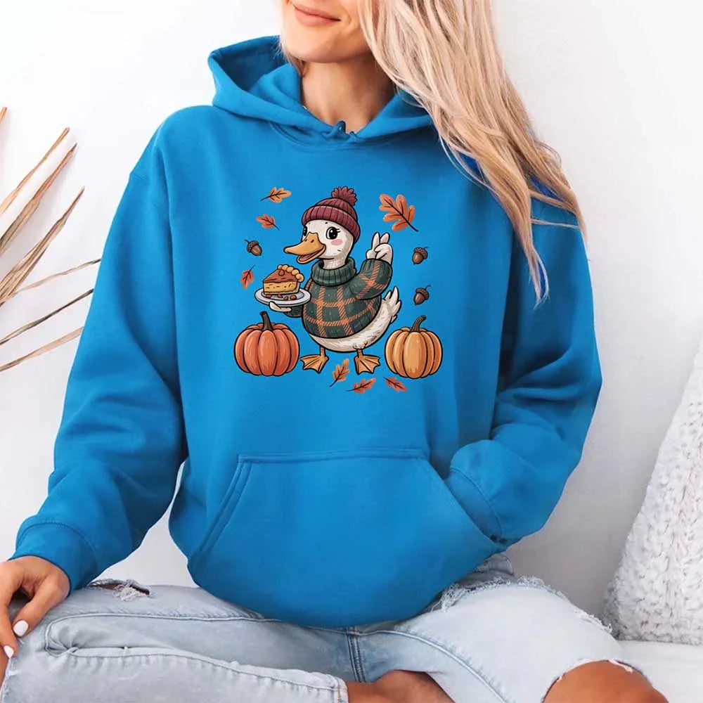 Duck Fall Hoodie – Cottagecore Autumn Vibes with Coffee & Pumpkins Hoodies