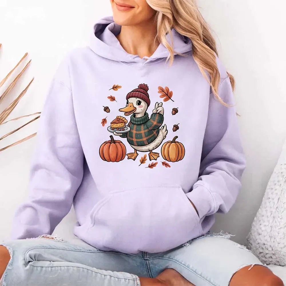 Duck Fall Hoodie – Cottagecore Autumn Vibes with Coffee & Pumpkins Hoodies