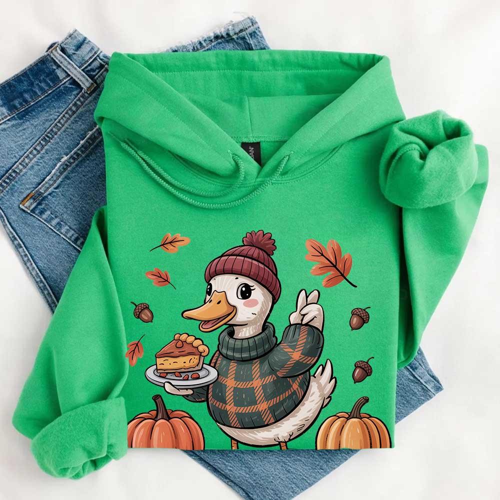 Duck Fall Hoodie – Cottagecore Autumn Vibes with Coffee & Pumpkins Hoodies