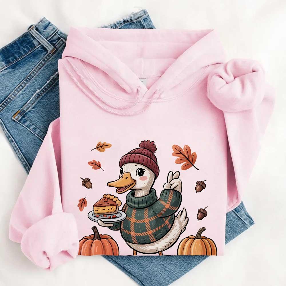 Duck Fall Hoodie – Cottagecore Autumn Vibes with Coffee & Pumpkins Hoodies