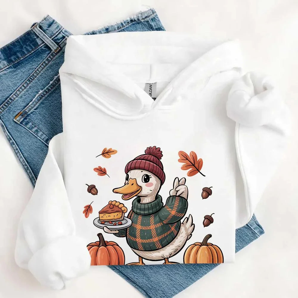Duck Fall Hoodie – Cottagecore Autumn Vibes with Coffee & Pumpkins Hoodies