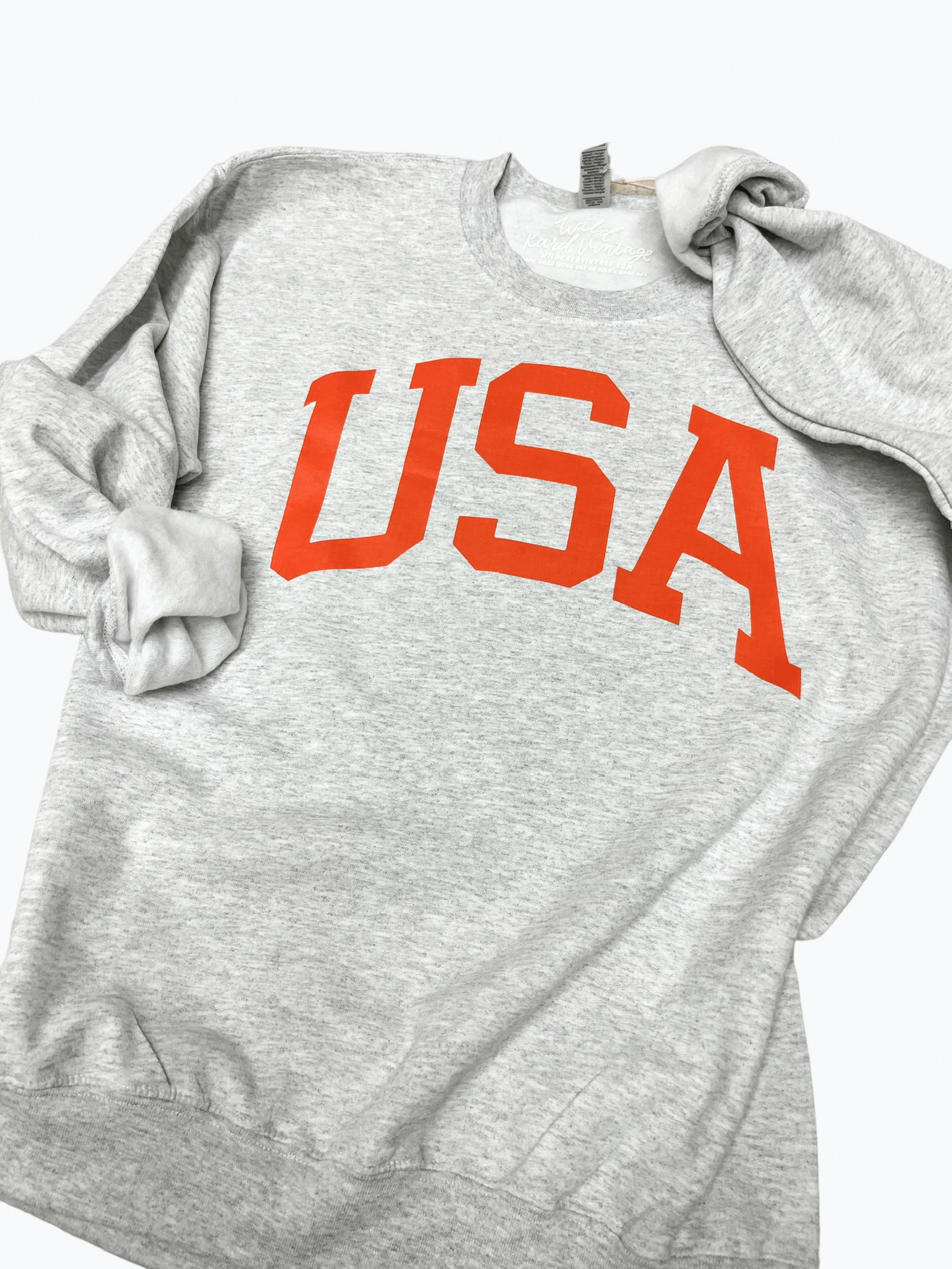Gray and Red USA Crewneck