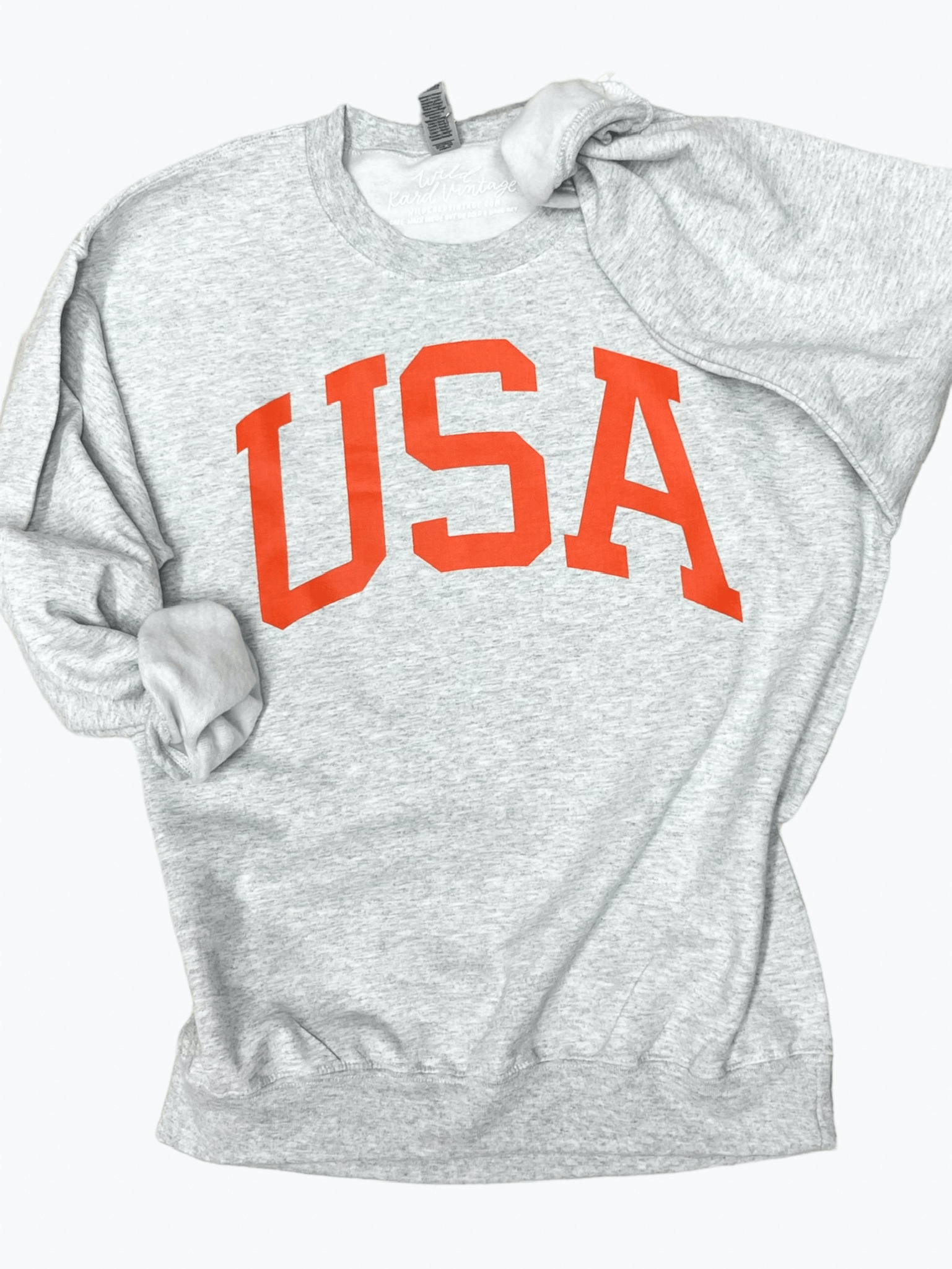 Gray and Red USA Crewneck