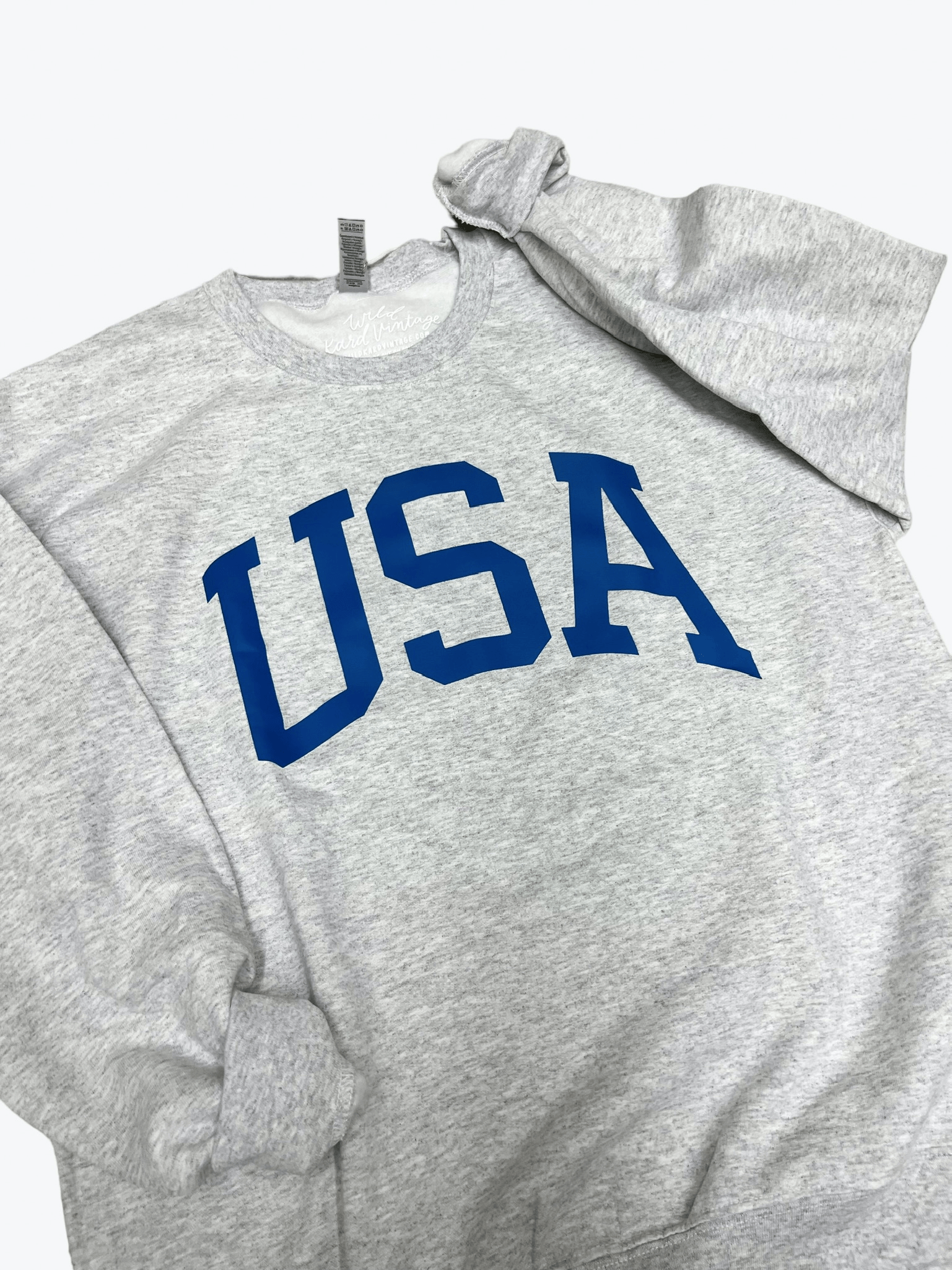Gray and Blue USA Crewneck