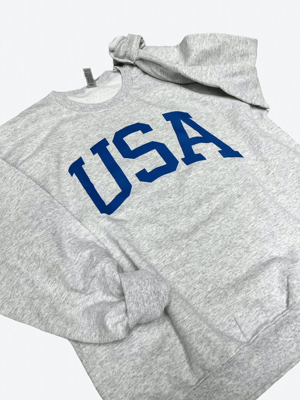 Gray and Blue USA Crewneck