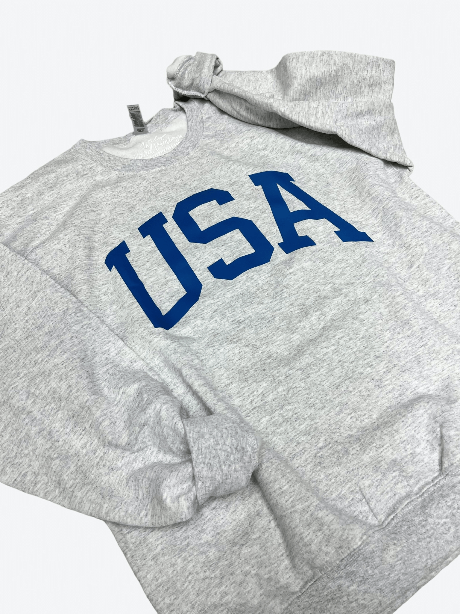 Gray and Blue USA Crewneck