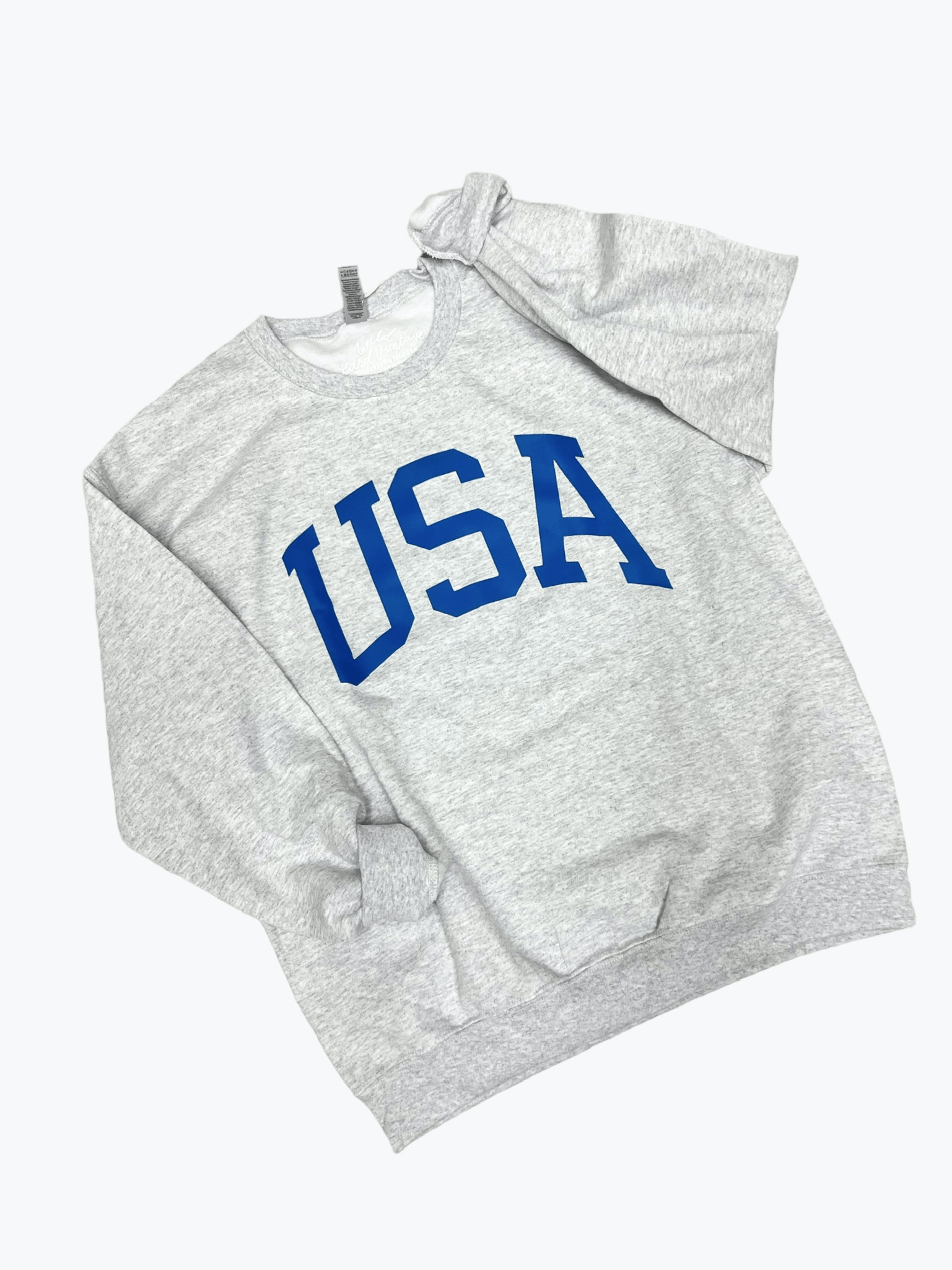Gray and Blue USA Crewneck
