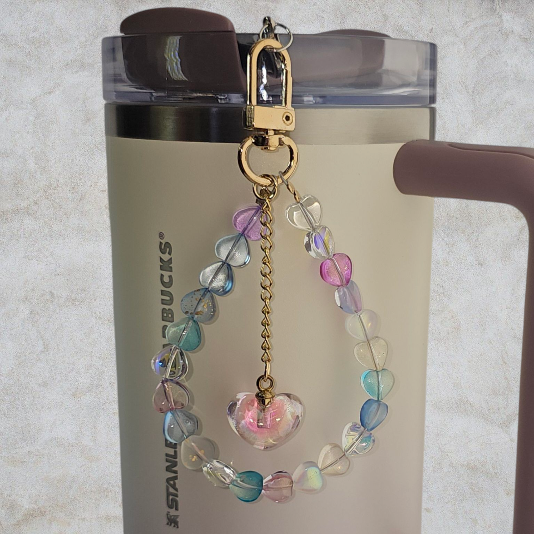 Deluxe Crystal Heart Beaded Tumbler Charm
