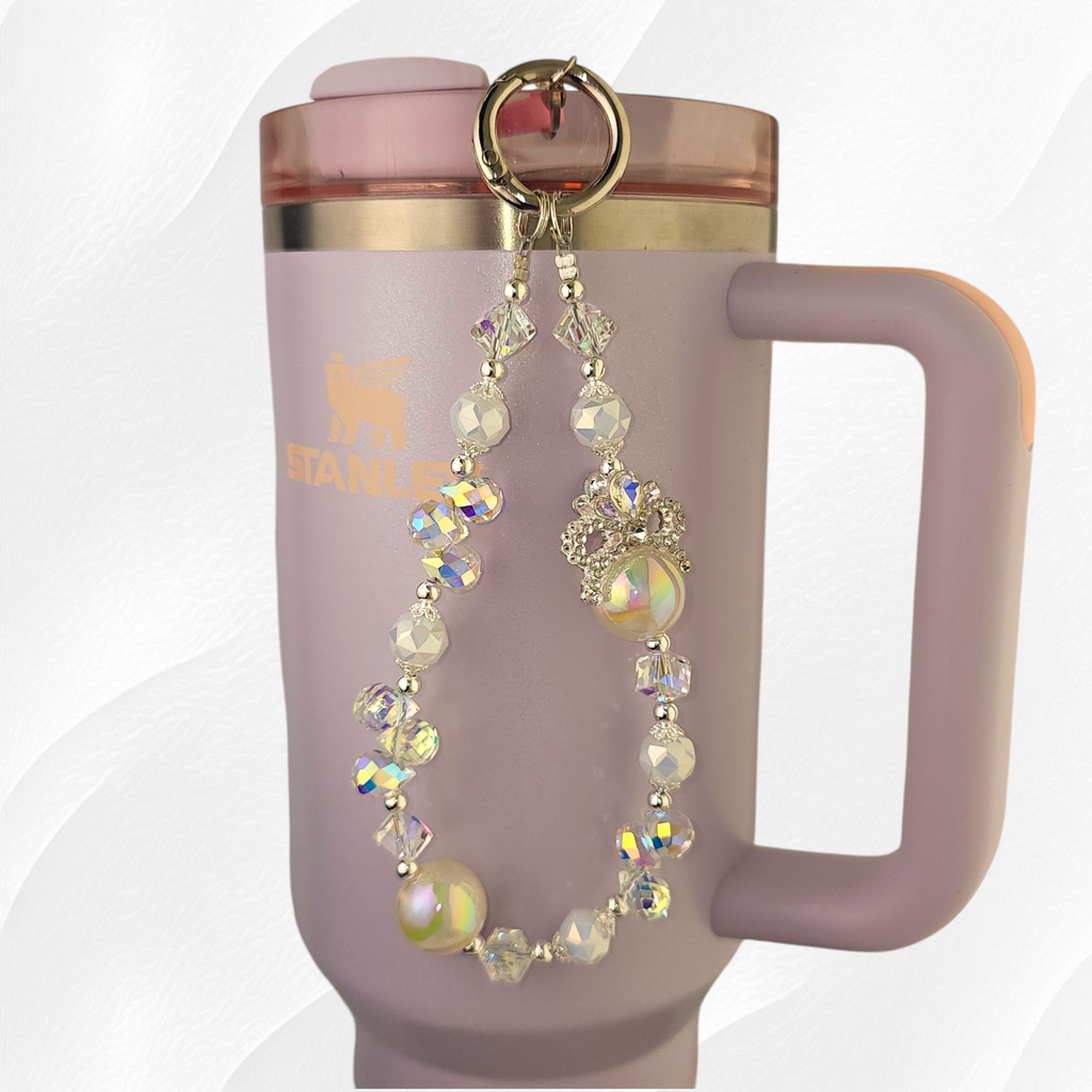 Deluxe Pearl Beaded Tumbler Charm - White