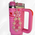 Iridescent Beaded Coquette Bow Tumbler Straw Charm