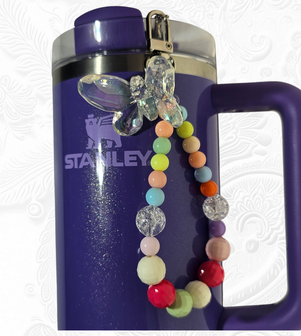 Deluxe Crystal Butterfly Beaded Tumbler Charm