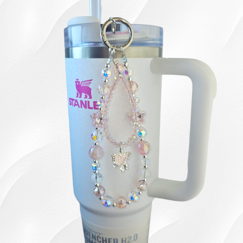 Butterfly Beaded Tumbler Charm Necklace