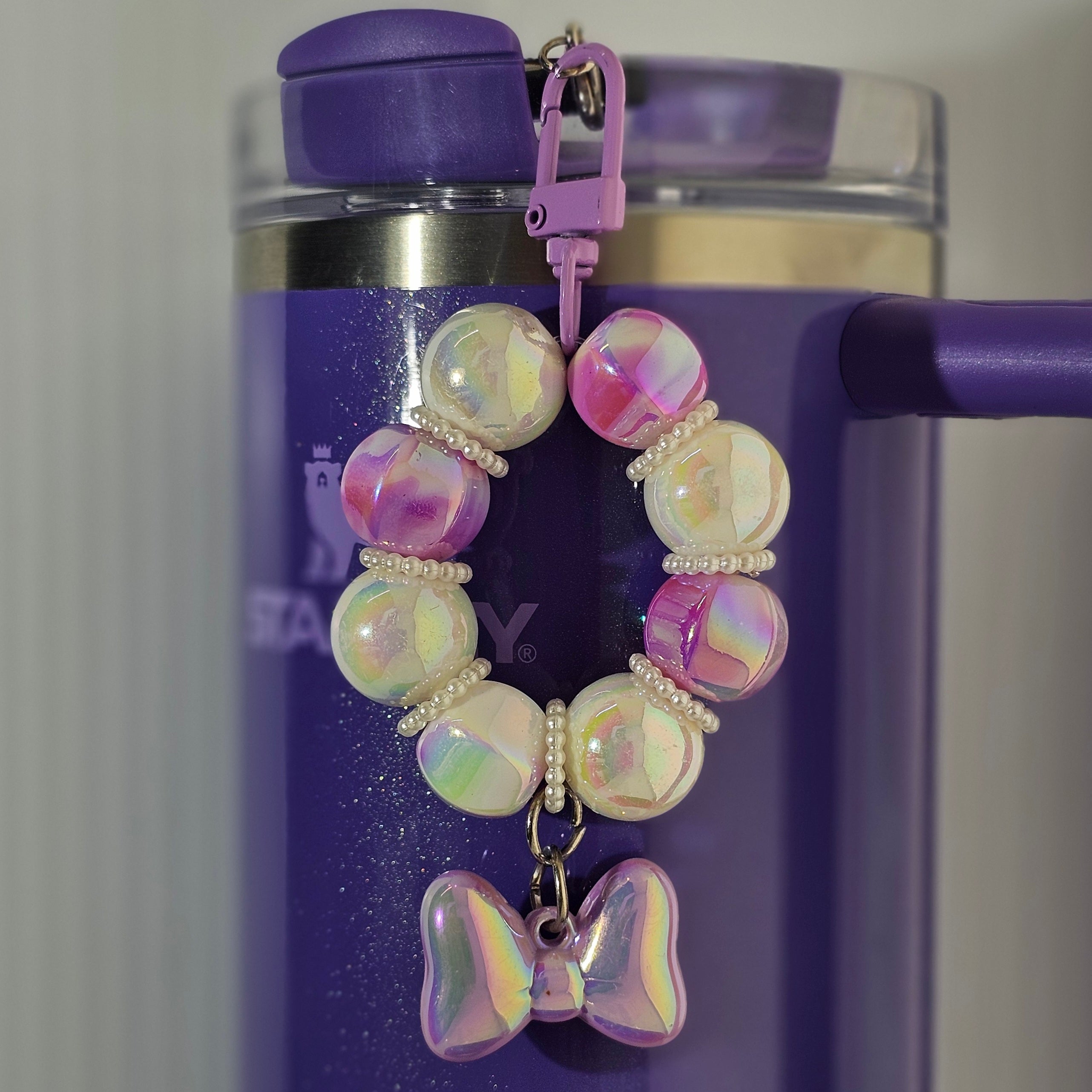 Ribbon Bow Beaded Tumbler Charm
