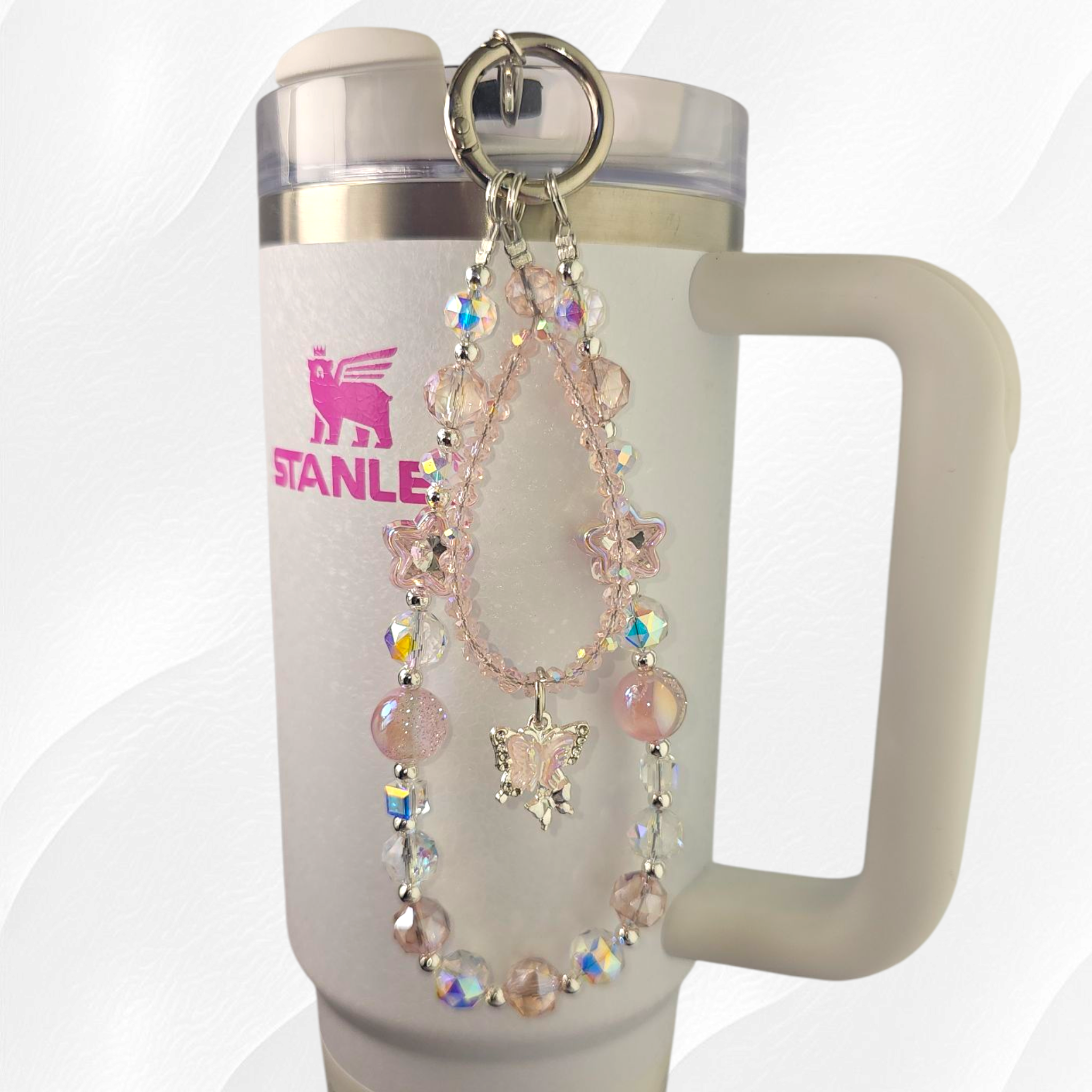 Butterfly Beaded Tumbler Charm Necklace